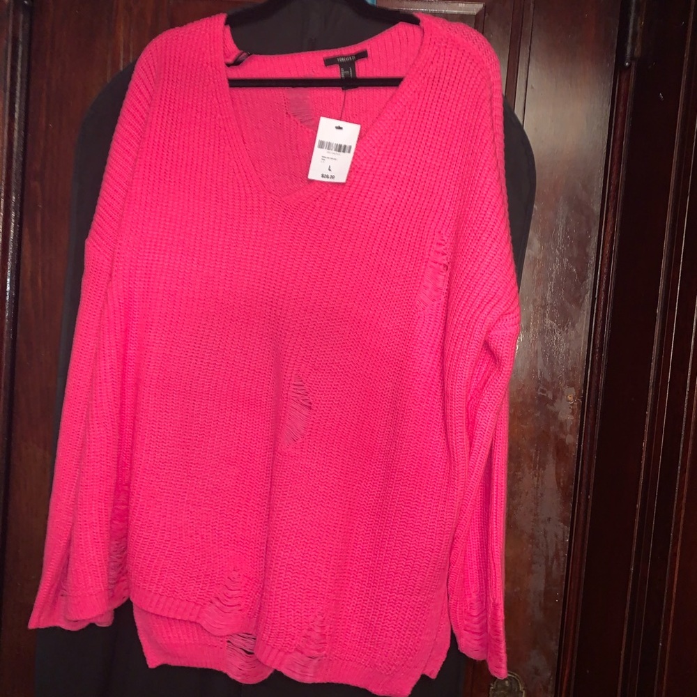 HOT PINK OVERSIZED SWEATER